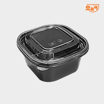 사각용기 140 검정 (대) 50개 세트 - PET뚜껑