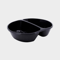 사출 짬짜면용기 2460-2A 2칸 50개 (검정/PP)