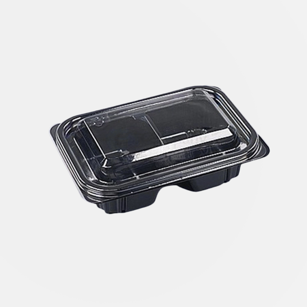 IP-202-2칸 샐러드용기 100개 세트 (검정/PET)