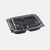 IP-203-2칸 샐러드용기 100개 세트 (검정/PET)